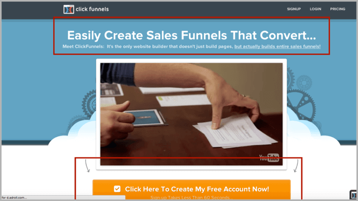 5 second rule for landing page optimisation - click funnels