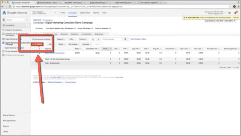 Ad group for adwords campaign