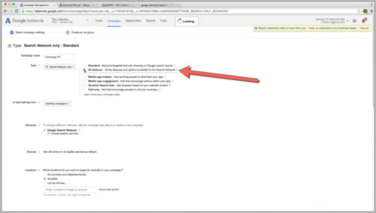 All features choice in adwords
