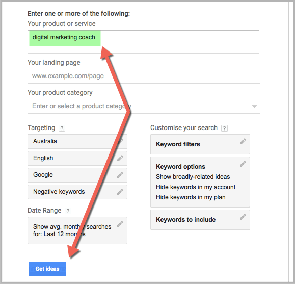 Digital marketing coach example for how to do keyword research