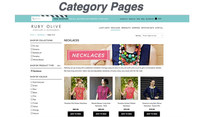 category pages design.